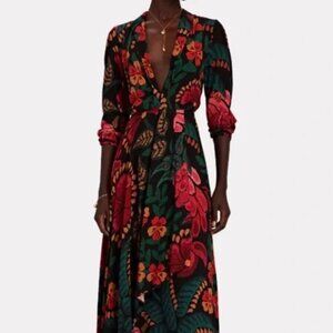 Farm Rio Floral Long-Sleeve Maxi Dress